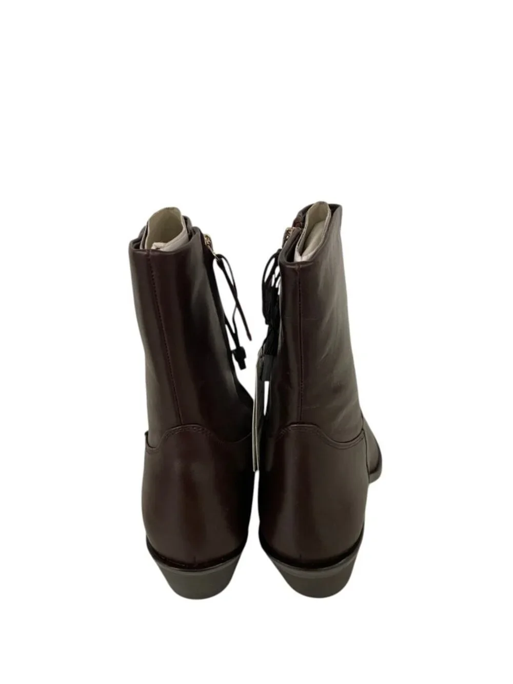 Zara Womens Leather Cowboy Ankle Boots EU 38 US 7.5 Burgundy Red 2154/610 NWOB